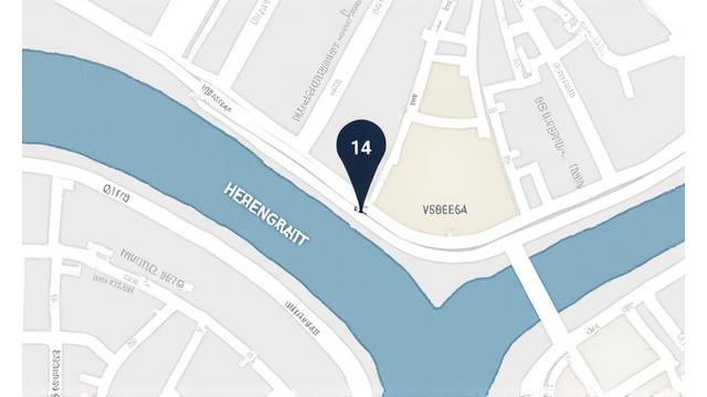 Kaart van Amsterdam, wijzend naar 14 Herengracht
